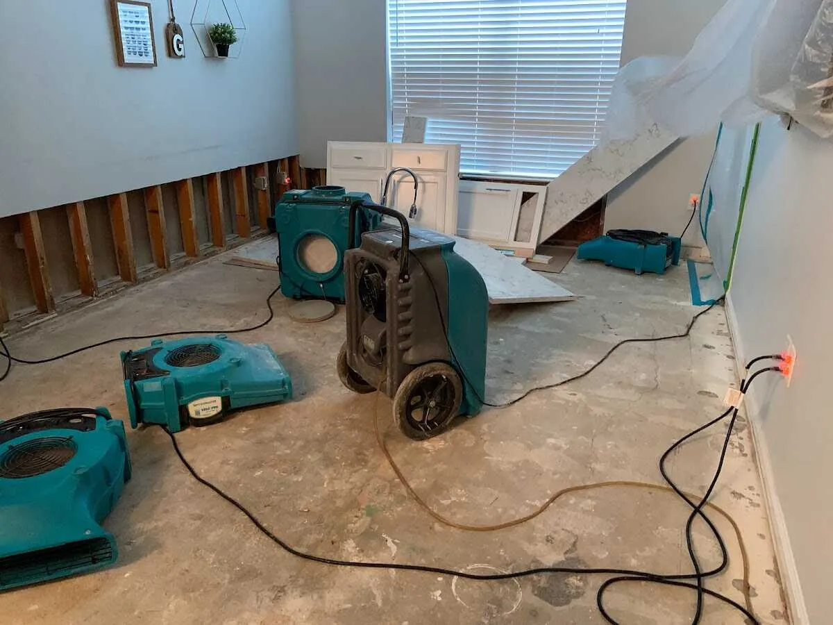 Dehumidifier in flood-cut room for Water Damage Restoration in Truckee